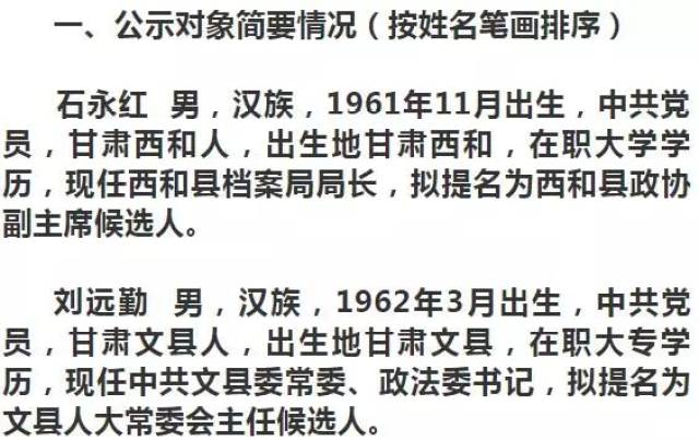 陇南最新人事任免公示名单揭晓